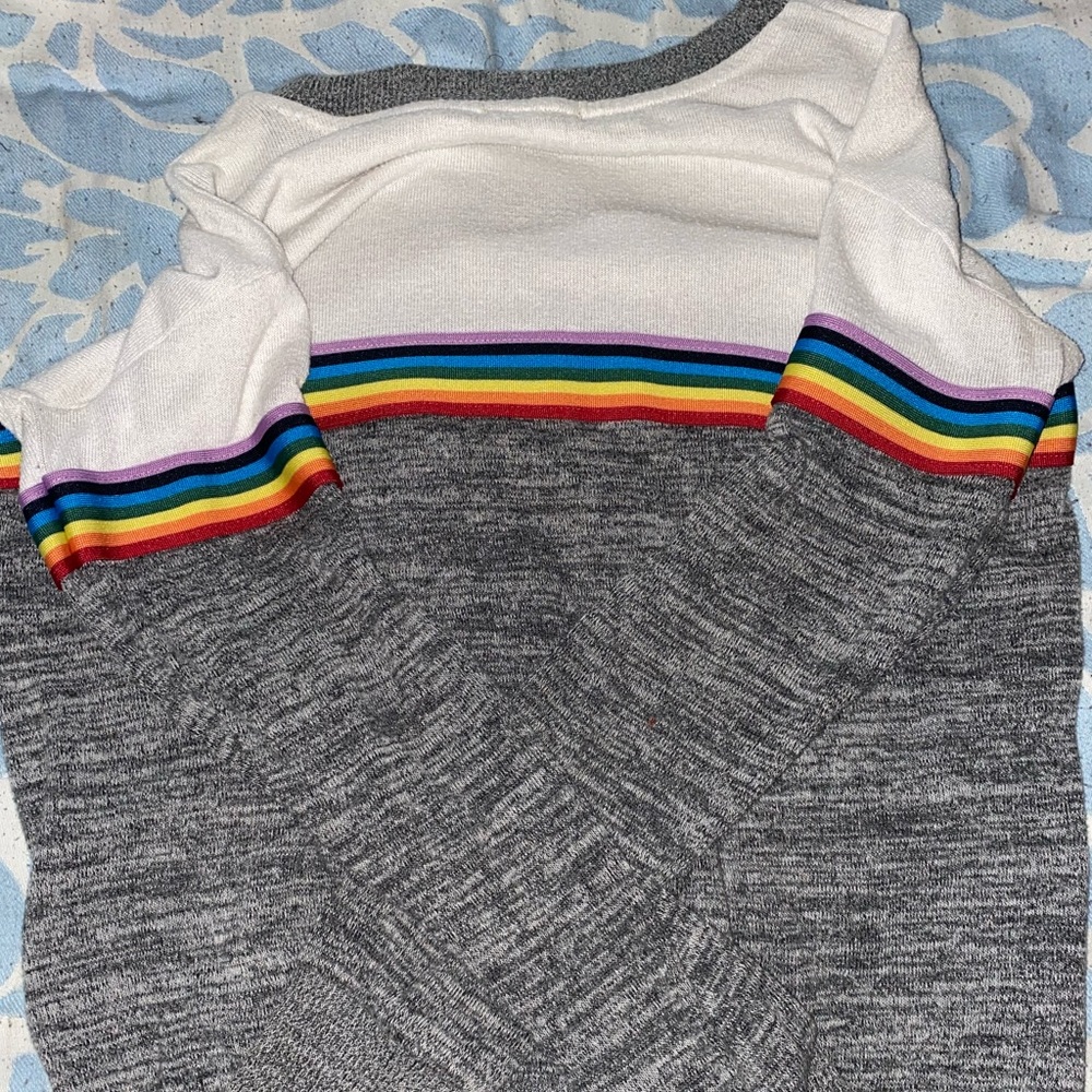 White and gray rainbow long sleeve shirt